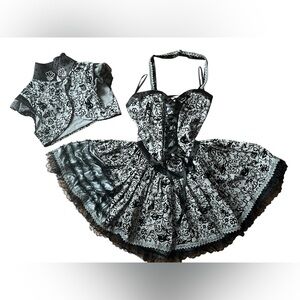 🖤 Bold Meets Elegant: Forplay Black & Grey Corset Dress + Bolero | S/M 🖤